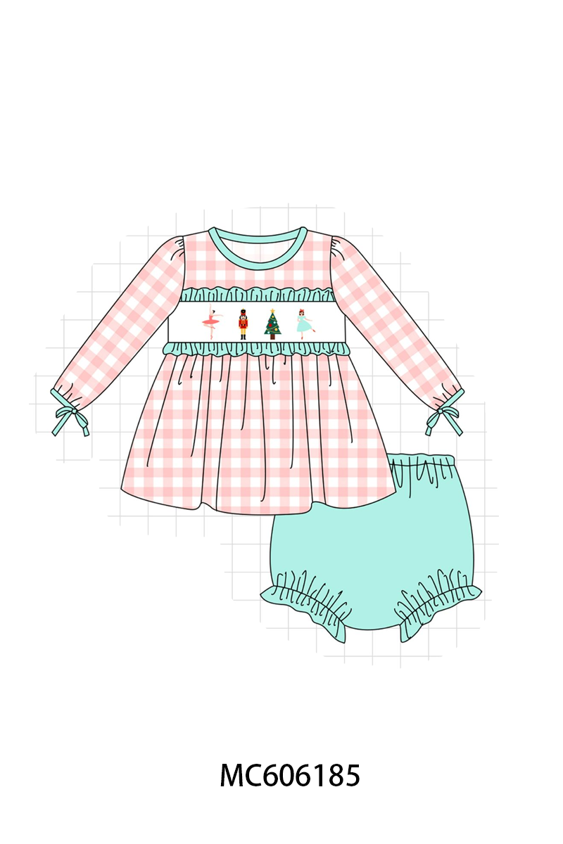 PO95 Pink nutcracker embroidery gingham collection
