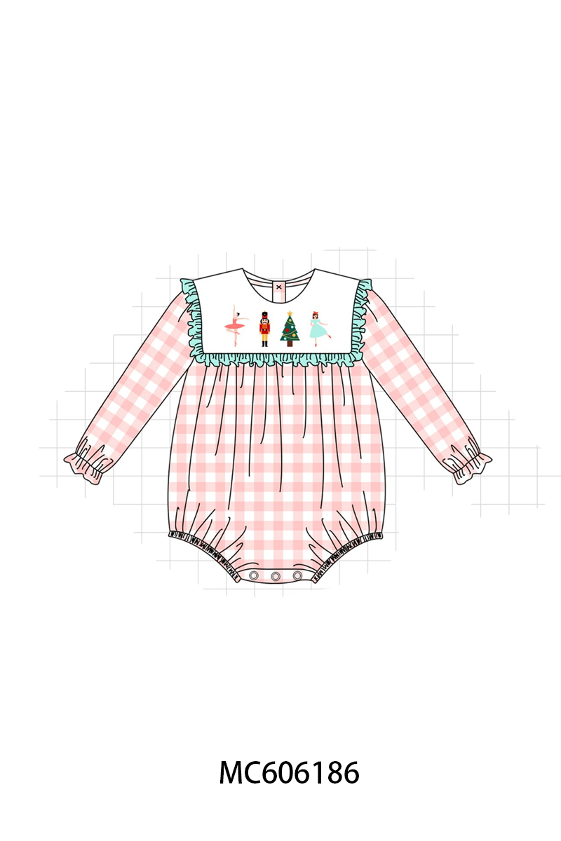 PO95 Pink nutcracker embroidery gingham collection