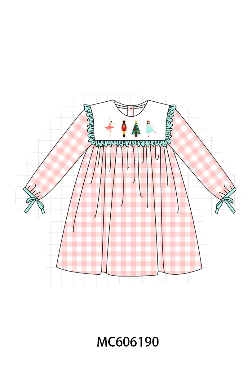 PO95 Pink nutcracker embroidery gingham collection