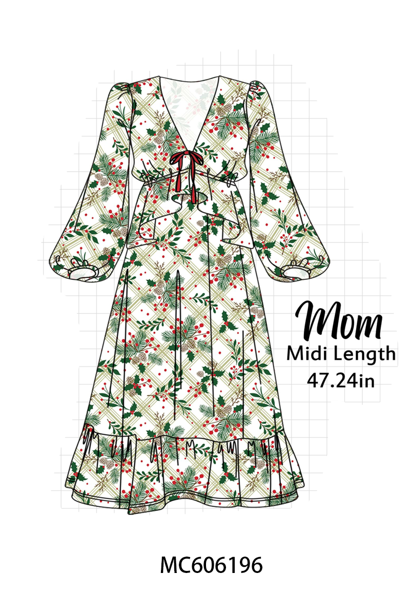 PO95 Forest christmas holly leaves smocked collection