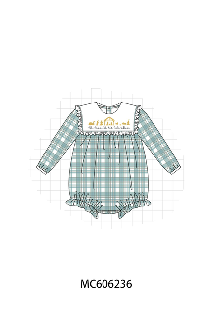 PO95 Teal nativity embroidery plaid collection