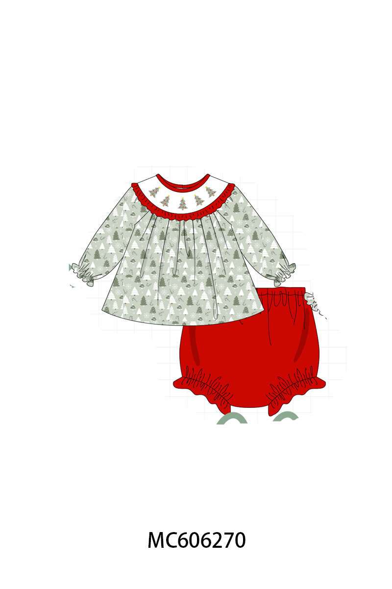 PO95 Green christmas tree embroidery collection