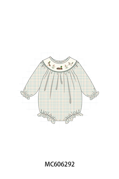 PO95 Sage duck embroidery plaid collection 1