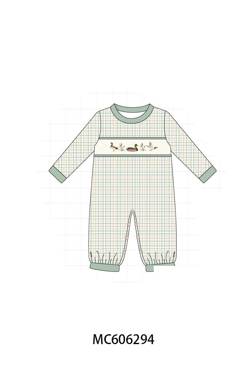 PO95 Sage duck embroidery plaid collection 1