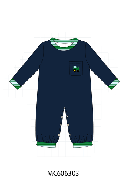 PO95 Navy tractor embroidery stripe collection