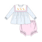 PO95 Blue puppy embroidery plaid collection