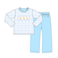 PO95 Blue puppy embroidery plaid collection