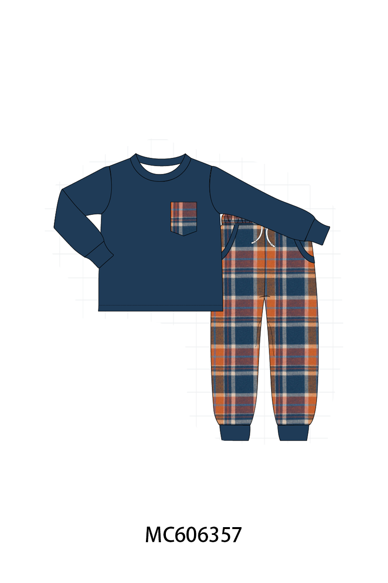 PO95 Rust&navy plaid collection