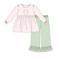 PO95 Pink christmas horse embroidery gingham collection