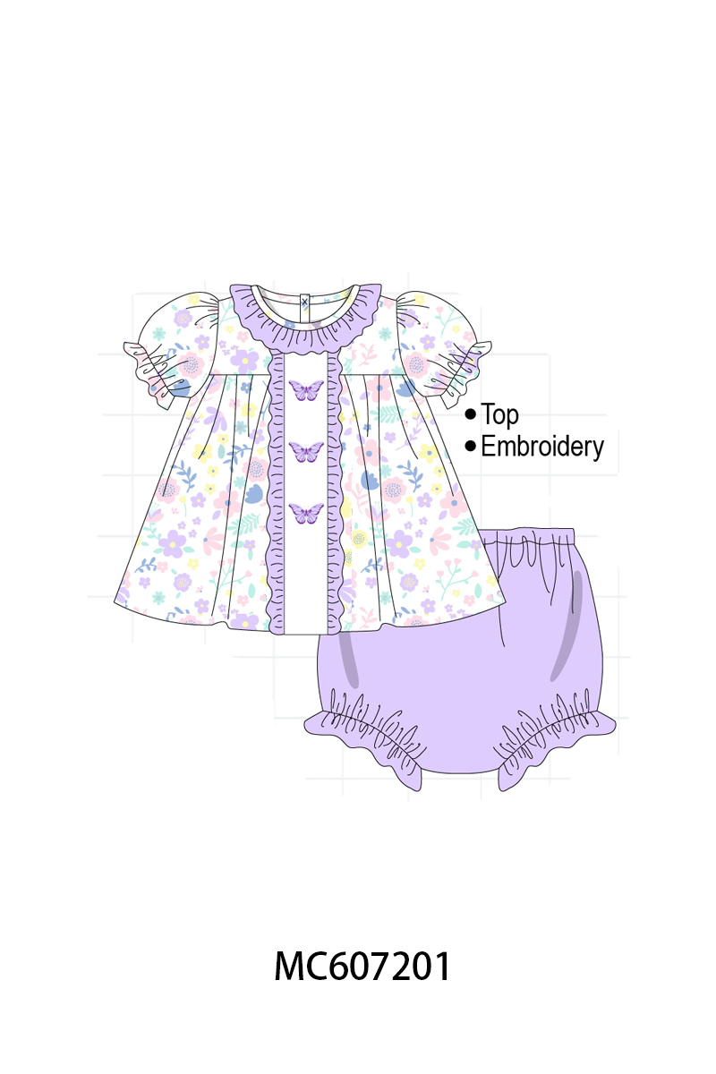 PO99 Purple butterfly embroidery floral collection
