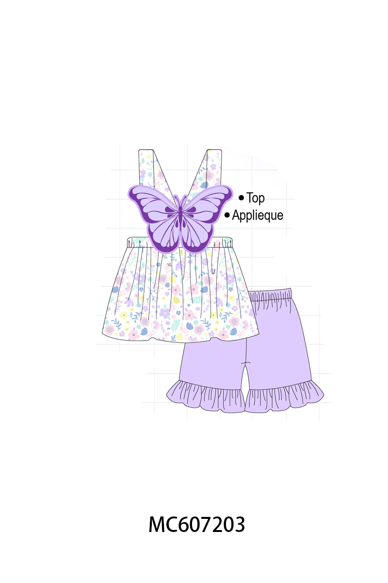 PO99 Purple butterfly embroidery floral collection