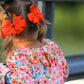 Fall Halloween & Thanksgiving Pumpkin Bow Smock Embroidered Floral Dress