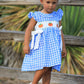 Fall Thanksgiving& Halloween Blue Pumpkin Smock Embroidery Baby Girl Dress