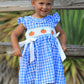 Fall Thanksgiving& Halloween Blue Pumpkin Smock Embroidery Baby Girl Dress