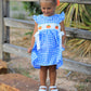 Fall Thanksgiving& Halloween Blue Pumpkin Smock Embroidery Baby Girl Dress
