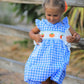 Fall Thanksgiving& Halloween Blue Pumpkin Smock Embroidery Baby Girl Dress