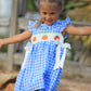 Fall Thanksgiving& Halloween Blue Pumpkin Smock Embroidery Baby Girl Dress