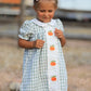 Fall Halloween & Thanksgiving Pumpkin Applique Plaid Green Girls Dress