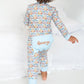 Spring Bunnies Blue Pima Cotton Zip Up Pajamas-FINAL SALE