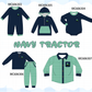 PO95 Navy tractor embroidery stripe collection