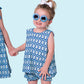 Blue Ikat Bloomer Set- FINAL SALE