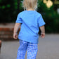 Fall Thanksgiving& Halloween Blue Pumpkin Smock Embroidery Baby Boy'Set