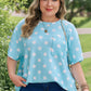Sky Blue Twisted Rib Polka Dot Print Plus Size T Shirt