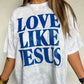 Gray Love Like Jesus Camouflage Oversized T Shirt