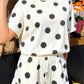Pink Polka Dot Print Loose Tee Drawstring Elastic Waist Short Set