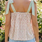 Green Floral Printed Knot Straps Babydoll Tank Top