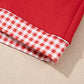 Carrot Gingham Trim Baggy Pullover 2pcs Short Set