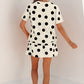 White Polka Dot Short Sleeve Top Casual Skort 2pcs Outfit