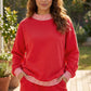 Carrot Gingham Trim Baggy Pullover 2pcs Short Set