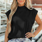 Yellow Solid Color High Neck Cap Sleeve Loose Top