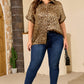 Gold Plus Size Leopard Print Short Sleeve Dolman Shirt