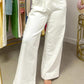 Yellow Solid Color Scalloped Patch Pocket Shift Jeans