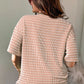 Sky Blue Stripe Raised Rib Loose Tee Drawstring Elastic Waist 2pcs Short Set