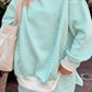 Sky Blue Stripe Oversize Mock Neck Sweatshirt and Shorts Set