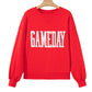 Fiery Red GAMEDAY Embroidered Patch Pattern Casual Shift Sweatshirt