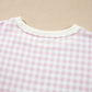 Pink Plaid Baggy Pullover Drawstring Casual Shorts 2pcs Outfit