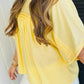 Yellow Cream Tie Half Sleeve Pleated Detail Babydoll Blouse