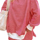 Sky Blue Stripe Oversize Mock Neck Sweatshirt and Shorts Set
