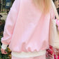 Sky Blue Stripe Oversize Mock Neck Sweatshirt and Shorts Set