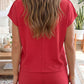 Mist Blue Loose Polo Tee Elastic Waist 2pcs Short Set