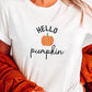 White Embroidered Pumpkin Slogan Short Sleeve T-Shirt