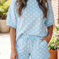 Green Polka Dot Oversized Top Drawstring Short Set