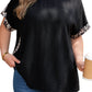 Black Plus Size Leopard Patchwork Round Neck Loose Tee
