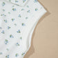 White Floral Print Half Zip Top Matching Short Set