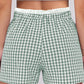 Khaki Contrast Trim Plaid Print Plus Size Shorts
