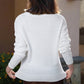 White Drop Shoulder Round Neck Long Sleeve Pullover Sweater